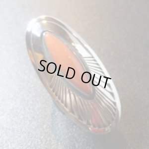 画像1: ナバホ　Kee・Nez　オーバレイ　サンバースト×コーラル付　リング15号