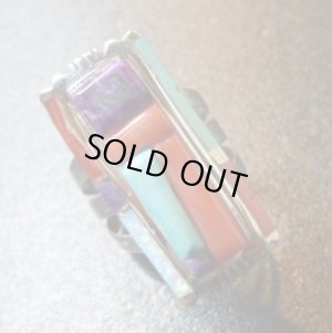 画像1: ナバホ　Louise・Clark　インレイ　コーラルetc　リング20号