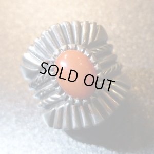 画像1: ナバホ　Harrison・Jim　インゴットシルバー　レッドコーラル付　リング16号