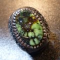 ナバホ　Marco・Begaye　オーバレイ　ダメイルターコイズ付　リング18号
