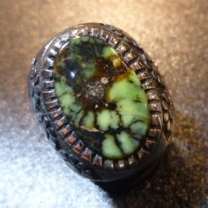 画像1: ナバホ　Marco・Begaye　オーバレイ　ダメイルターコイズ付　リング18号