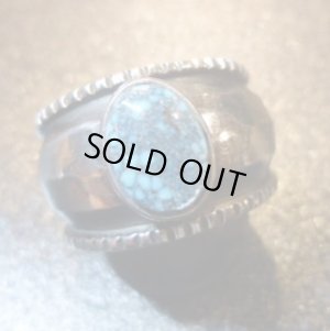 画像1: ナバホ　Harrison・Jim　インゴットシルバー　キングマンターコイズ付　リング19号