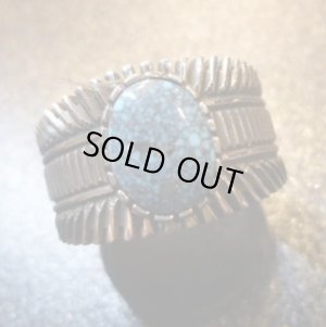 画像1: ナバホ　Patricia・Bedonie　スタンプワーク　キングマンターコイズ付　リング20号