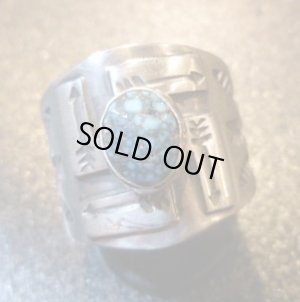 画像1: ナバホ　Sunshine・Reeves　卍（スワスティカシンボル）　キングマンターコイズ付　リング20号