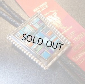 画像1: ナバホ　Edward&Patricia・Becenti　17Awards　マルチストーン　コーンローインレイ　ボロタイ