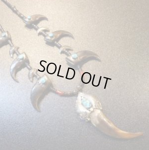 画像1: ナバホ　本物グリズリー&ベアクロー×ターコイズ付　シェルネックレス約68cm