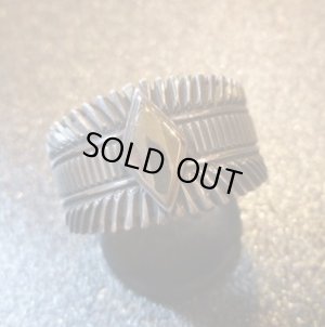 画像1: ナバホ　Patricia・Bedonie　シルバー&14Kゴールドダイア　サンバースト　リング23号