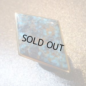 画像1: ナバホ　Darryl・Dean・Begay　オール18Kゴールド&アパッチブルーターコイズ付　リング15・5号