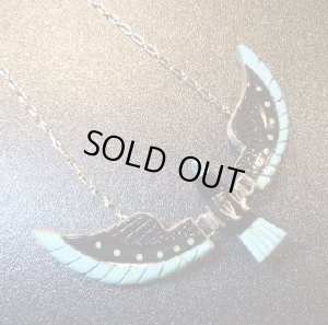 画像1: ナバホ　Ben・Livingston　フェティッシュ?　ターコイズ&ブラックジェット　ウイングイーグルネックレスLサイズ