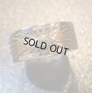 画像1: ナバホ　Howard・Nelson　オーバレイ　14Kゴールドサンバースト　シルバーバンドリング25号