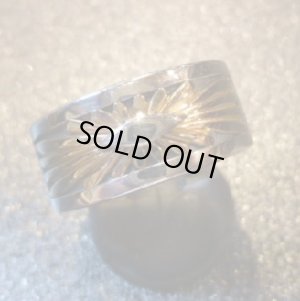 画像1: ナバホ　Howard・Nelson　オーバレイ　14Kゴールドサンバースト　シルバーバンドリング21号