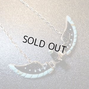 画像1: ナバホ　Ben・Livingston　フェティッシュ?　ターコイズ&ブラックジェット　ウイングイーグルネックレスMサイズ