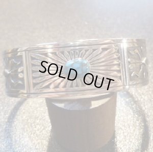 画像1: ナバホ　Howard・Nelson　サンバースト&ケトー　エジプシャンターコイズ付　バングル約16・5〜17・5cm用