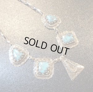 画像1: ナバホ　Kee・Joe・Benally　スタンプワーク　モレンチターコイズ付　チェーンネックレス約53cm