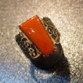 ナバホ　Boyd・Tsosie　80S　オーバレイ　オール14Kゴールド　コーラル付　リング17号
