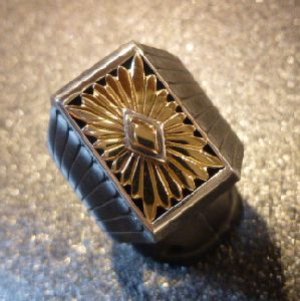 画像1: ナバホ　Howard・Nelson　オーバレイ　14金ゴールドサンバースト　シルバーリング20号