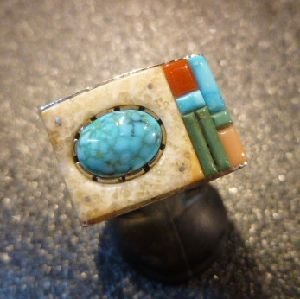 画像1: ナバホ　Richard・Tsosie　トゥーファーキャスト　ストーンインレイ　リング22号