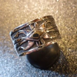 画像1: ナバホ　Howard・Nelson　オーバレイ　シルバー&14Kゴールドアクセント　ケトー　1・3cm幅リング20・5号
