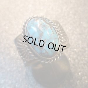 画像1: ナバホ　Sunshine・Reeves　スタンプワーク　オールドパージャンターコイズ付　リング20号