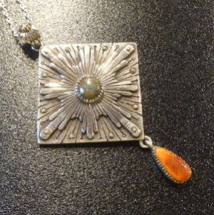 画像1: ナバホ　Marco・Begaye　オーバレイ　アパッチブルーターコイズ＆スパイニーオイスターシェル&ゴールドアクセント付　TOP
