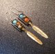 ナバホ　Boyd・Tsosie　オール14金ゴールド　ストーンインレイ&フェザー　リバーシブルダングルフックピアス