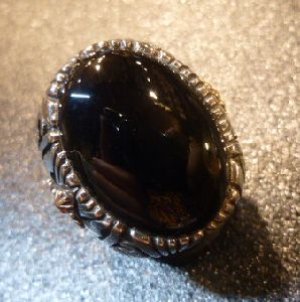 画像1: ナバホ　Marco・Begaye　オーバレイ　14Kゴールドアクセント&ブラックオニキス&etc付　シルバーリング21・5号
