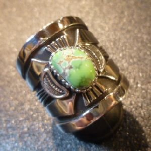 画像1: ナバホ　Ivan・Howard　オーバレイ　ケトー　キャリコレイクターコイズ付　リング21号