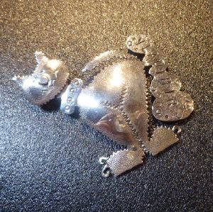 画像1: ナバホ　Darrell・"Elephant Man"・Jumbo　スタンプワーク　"VLADIMIR CAT"　ピンブローチ