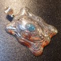 ナバホ　Marco・Begaye　オーバレイ　ローンマウンテンターコイズ＆ゴールドアクセント付　ボックスTOP