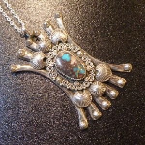 画像1: ナバホ　Ivan・Howard　ワイヤーワーク&アップリケ　ビスビーターコイズ付　TOP