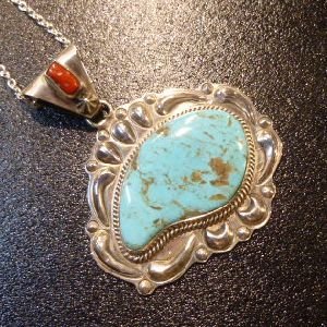 画像1: ナバホ　Ray・Delgarito　ブルーターコイズ&コーラル付　TOP