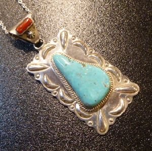 画像1: ナバホ　Ray・Delgarito　ターコイズ&コーラル付　TOP