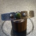 Used・Antique　コインシルバー　スタンプワーク　卍（スワスティカ）&etc　ターコイズ付　バングル約16・5〜17・5cm用