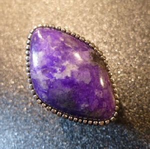 画像1: ナバホ　Landon・Secatero　スタンプワーク　スギライト付　リング21号