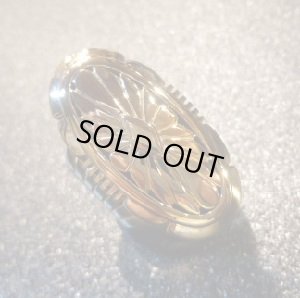 画像1: ナバホ　Howard・Nelson　オーバレイ　オール14Kゴールド　サンバースト　リング18号