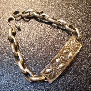 画像1: ナバホ　Ray・Adakai　スタンプワーク　チェーンブレスレット約15cm〜17cm対応可