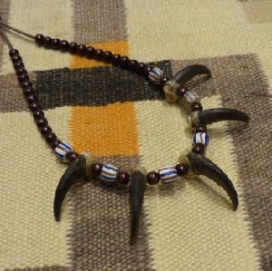 画像1: パインリッジオリジナル　本物べアークロー&ウッドビーズetc　ネックレス