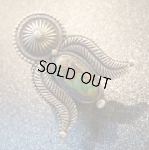 画像1: ナバホ　Calvin・Martinez　インゴットシルバー　ステニッチターコイズ付　バグモチーフリング23号