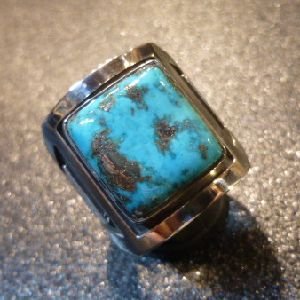 画像1: ナバホ　Kee・Nez　オーバレイ　モレンチターコイズ付　リング23・5号