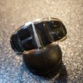 ナバホ　Edison・Yazzie　インレイ　ブラックジェット　リング23・5号