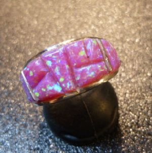 画像1: ナバホ　Edison・Yazzie　インレイ　ピンクオパール　リング13・5号