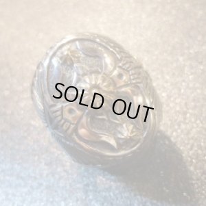 画像1: ナバホ　Marco・Begaye　オーバレイ　ケトーモチーフ&ゴールドアクセント　シルバーリング23号