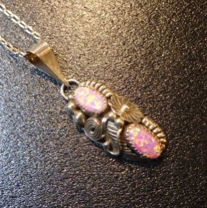 画像1: ナバホ　ピンクオパール付　フラワー&フェザー　TOP 