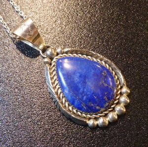 画像1: ナバホ　ツイストワイヤー&ボールビーズ　BIGサイズラピスラズリ付　TOP