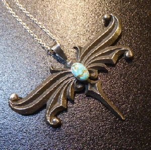 画像1: ナバホ　Floyd・Parkhurst　トゥーファーキャスト　ロイストーンターコイズ付　ドラゴンフライTOP