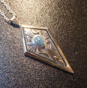 画像1: ナバホ　Howard・Nelson　キングマンターコイズ付　オーバレイケトー　シャドーボックスダイア型TOP