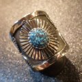 ナバホ　Ivan・Howard　オーバレイ　サンバースト　キングマンターコイズ付　リング23号