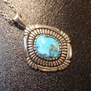 画像1: ナバホ　Bitsoi・Russell　チゼルワーク　キングマンターコイズ付　TOP