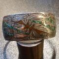 Used・Antique　70〜80年代　カラーストーンチップインレイ　バングル約16〜17cm用