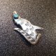 Used・Antique or Pawn　キャスト　ターコイズ付　コヨーテ型ピンブローチ